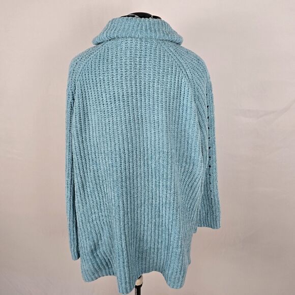 Lane Bryant Sweater Women's 18 / 20 Blue Key Hole V-Neck Turtleneck Long Sleeve - Picture 5 of 16